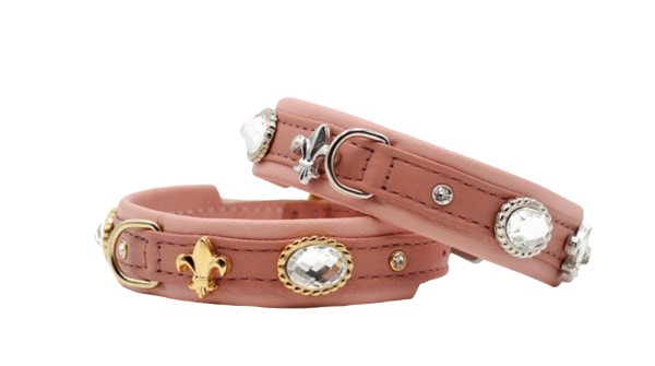 Dogs Deluxe Leder-Halsband PATTY, Rosé-Silber