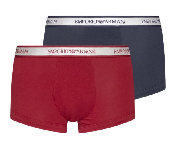 Emporio Armani 2er Set Herren Boxershorts Trunk, Marine / Rot Größe XL