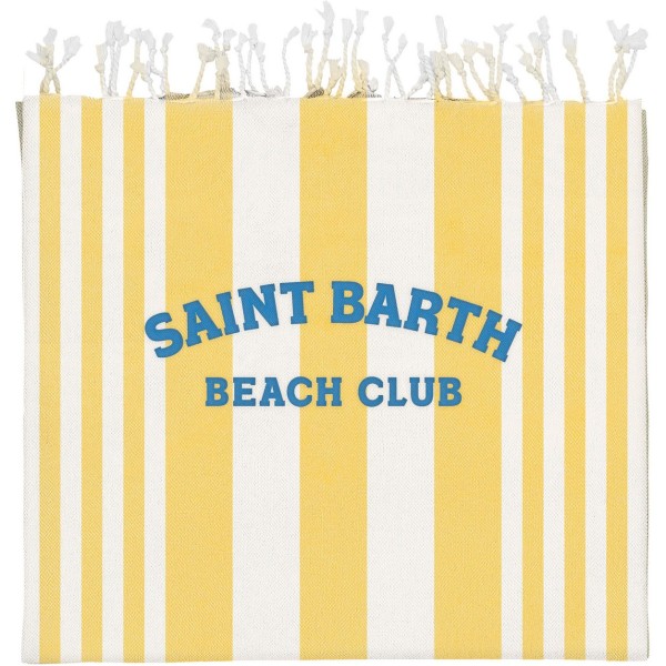 Saint Barth Ultra Light Beach Towel, Strandtuch mit Fransen, Gelb-Beige