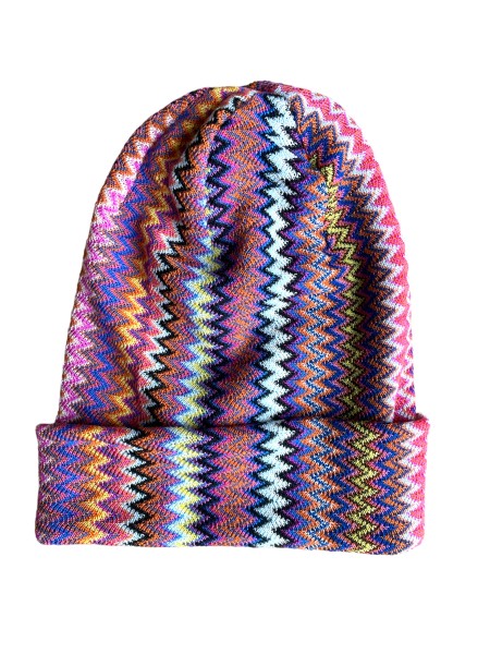 Missoni Knitted Hat, Feinstrick-Mütze, Beanie, Zickzack-Multicolor