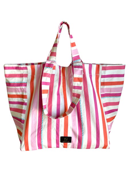 Codello Beach Shopper, Streifen, Weiß-Pink