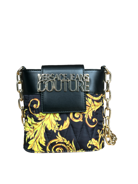 Versace Jeans Couture Little Barock Quilt, Umhängetasche, Schwarz-Gold