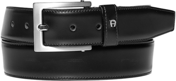 Aigner Gürtel Basic mit S-Schließe silber 126089, schwarz, Überlänge 120 - 140 cm