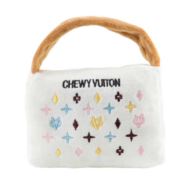 Chewy Vuiton Hundespielzeug Mini-Handtasche, Weiß
