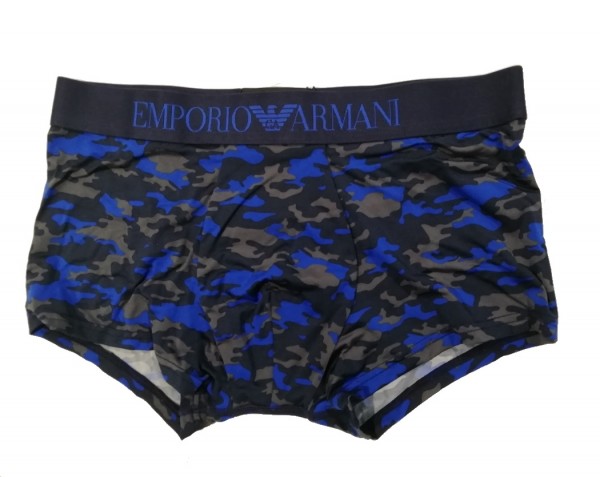 Emporio Armani Stretch Cotton Trunk, Blau / Schwarz 111290