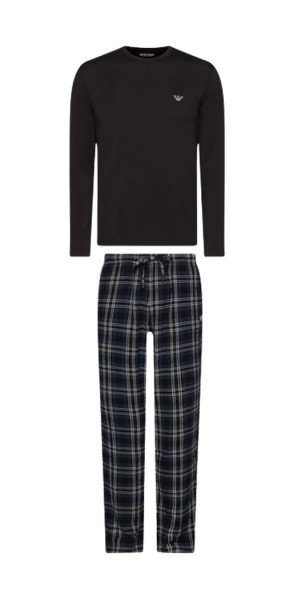 Emporio Armani Herren Pyjama, Schwarz / Dunkelblau Größe XL