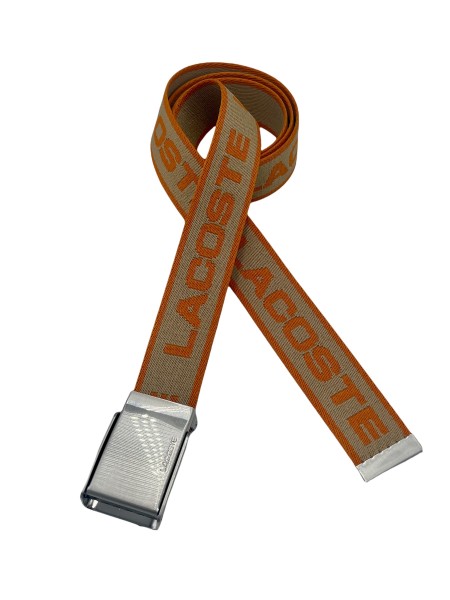 Lacoste Logo-Gürtel kürzbar 110 cm, Beige/Orange