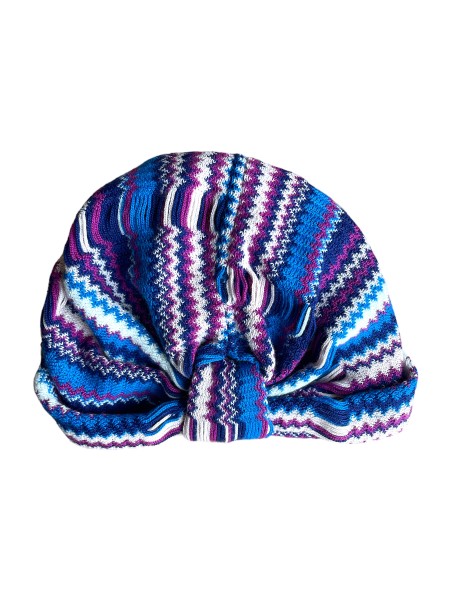 Missoni Knitted Hat, Strickturban, Zickzack-Blau-Beere