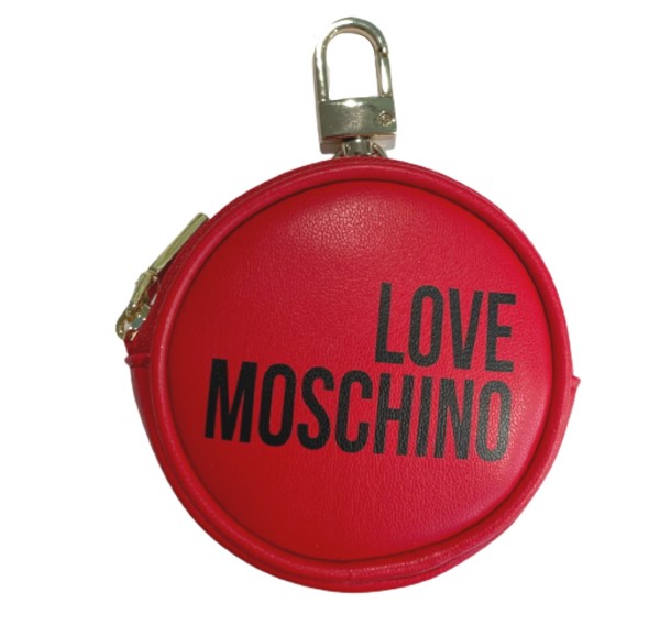 Love Moschino Taschenanhänger / Minigeldbörse Rund, Rot / Schwarz
