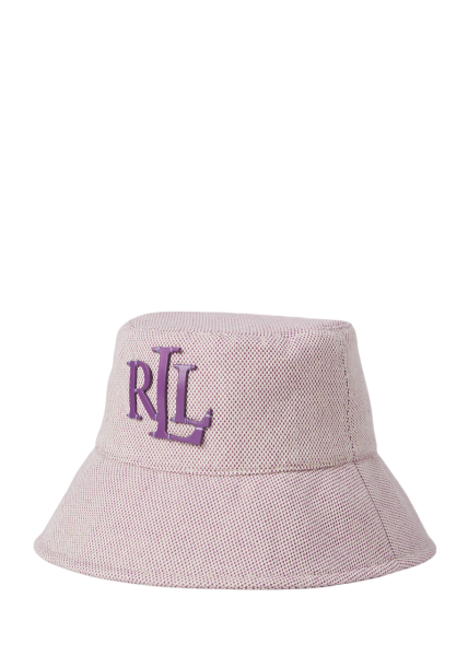 Lauren Ralph Lauren Cross Bucket Hat, Canvas-Fischerhut, Lila-Beige