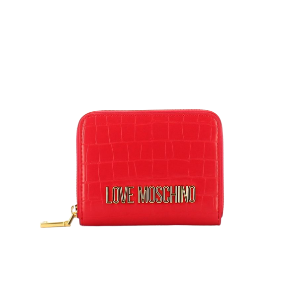 Love Moschino Kompakt-Geldbeutel, Portemonnaie, Krokoprint, Rot