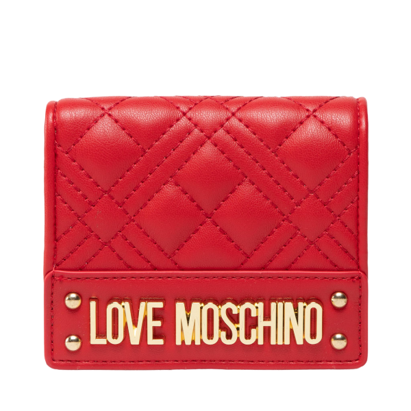 Love Moschino Geldbeutel, Kompakt-Portemonnaie, Steppmuster, Rot